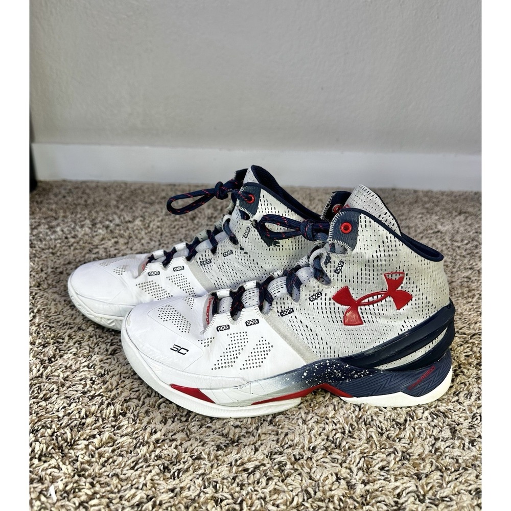 Under Armour Curry 2 USA Olympic Basketball White 1259007-105 Men's Size 8.5